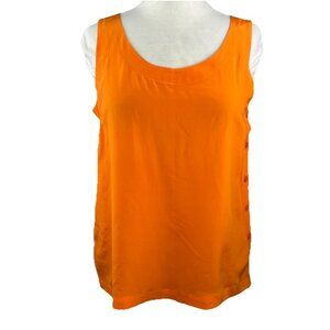 VTG Linda Allard Ellen Tracy Size 10 Bright Orange Sleeveless 100% Silk Tank Top